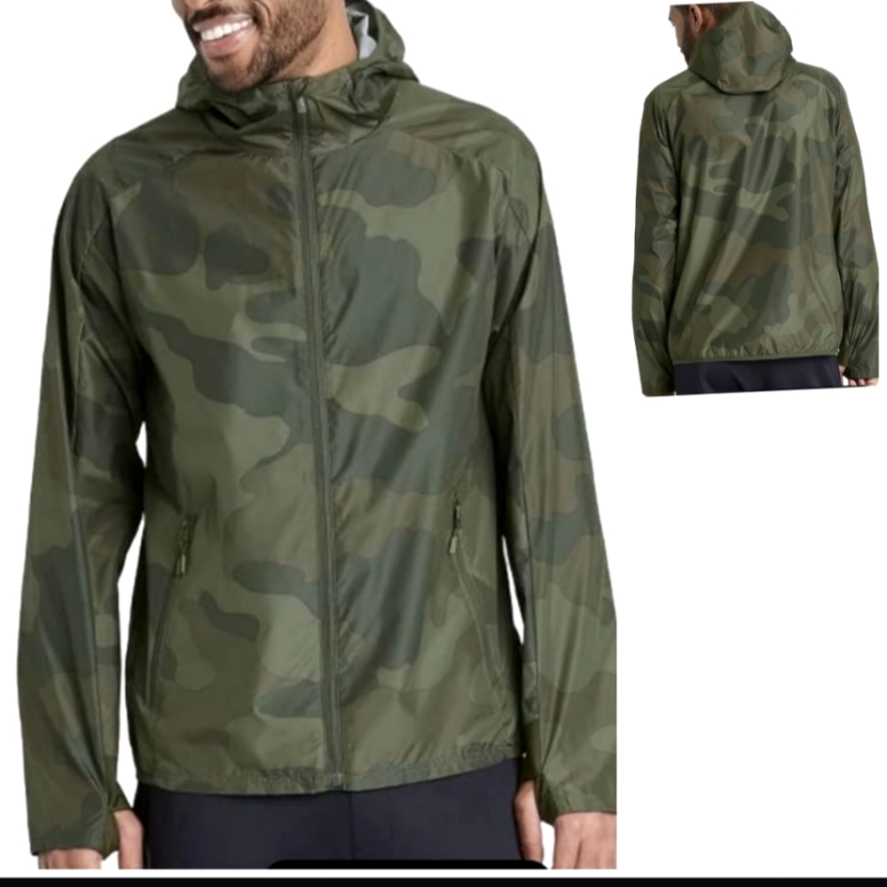 New All In Motion Camo Windbreaker Men's Jacket Eco Friendly